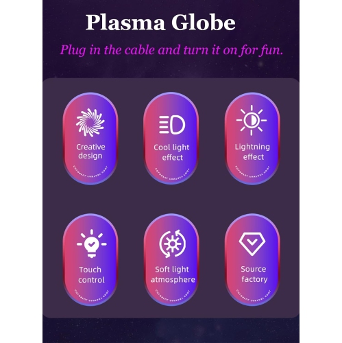 3 Inch Plasma Ball, Touch Sensitive Plasma Globe Lamp, Plug-in Plasma Crystal Ball for Gifts Birthday, Party, Halloween, Christmas, Plasma Light
