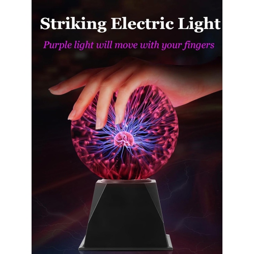 3 Inch Plasma Ball, Touch Sensitive Plasma Globe Lamp, Plug-in Plasma Crystal Ball for Gifts Birthday, Party, Halloween, Christmas, Plasma Light
