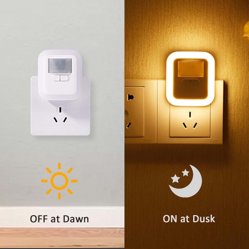 Motion Sensor Night Light,Plug in Motion Sensor Light, Dimmable LED Night Lights with Dusk-to-Dawn Sensor Mini Light for Bathroom, Hallway,