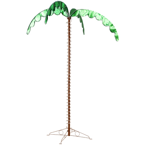Gymax 7.5 FT Lighted Palm Tree w/332 LED Lights Holographic Trunk and Fronds Christmas