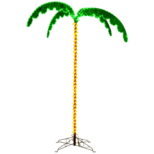 Gymax 7.5 FT Lighted Palm Tree w/332 LED Lights Holographic Trunk and Fronds Christmas
