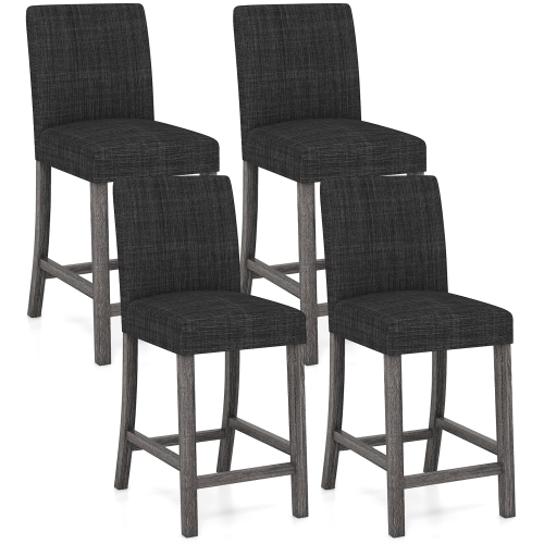 Gymax 4PCS 24.5'' Counter Height Bar Stools Modern Fabric Upholstered Kitchen Chairs