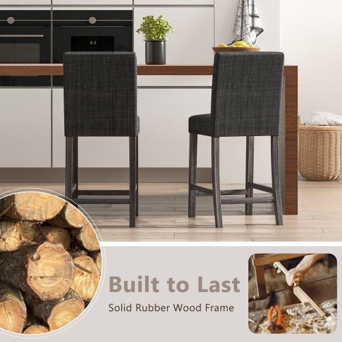 Gymax 4PCS 24.5'' Counter Height Bar Stools Modern Fabric Upholstered Kitchen Chairs