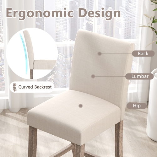 Gymax 2PCS 24.5'' Counter Height Bar Stools Modern Fabric Upholstered Kitchen Chairs