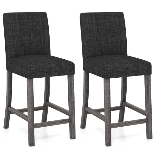 Gymax 2PCS 24.5'' Counter Height Bar Stools Modern Fabric Upholstered Kitchen Chairs