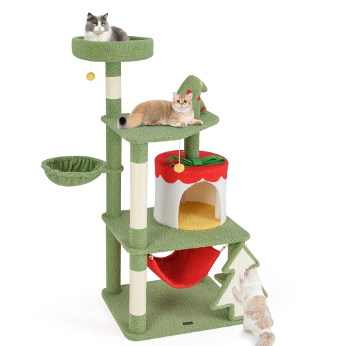 Gymax 52 Tall Christmas Cat Tree w Sisal Scratching Posts Gift Box Shaped Condo Best Buy Canada