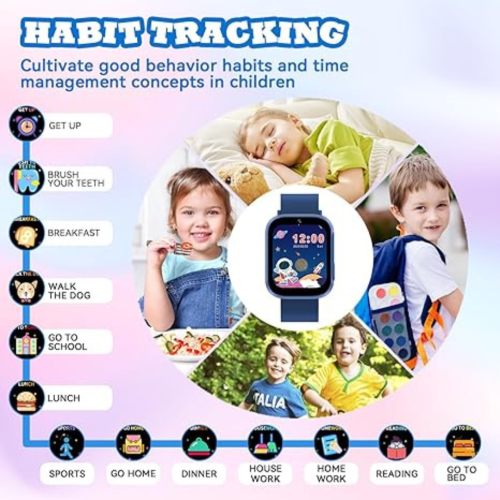 Kids Smart Watch for Boys Girls, Smart Watch for Kids 4-12 Years Old with 22 Games Camera Habit Tracking Audiobook Alarm Clock Music Player Pedometer