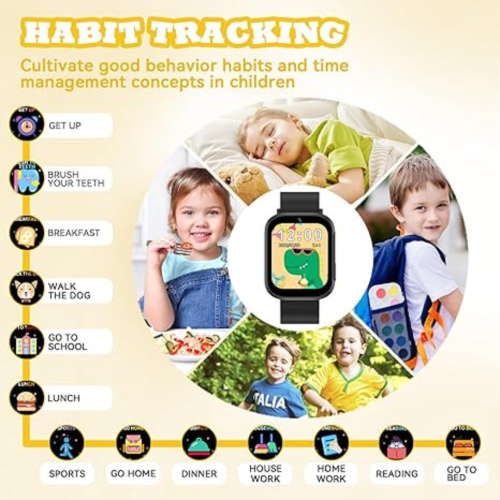 Kids Smart Watch for Boys Girls, Smart Watch for Kids 4-12 Years Old with 22 Games Camera Habit Tracking Audiobook Alarm Clock Music Player Pedometer