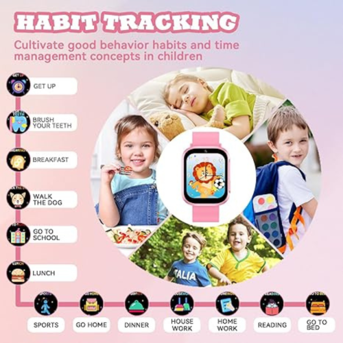 Kids Smart Watch for Boys Girls, Smart Watch for Kids 4-12 Years Old with 22 Games Camera Habit Tracking Audiobook Alarm Clock Music Player Pedometer