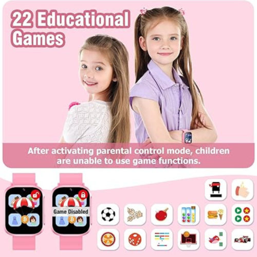 Kids Smart Watch for Boys Girls, Smart Watch for Kids 4-12 Years Old with 22 Games Camera Habit Tracking Audiobook Alarm Clock Music Player Pedometer