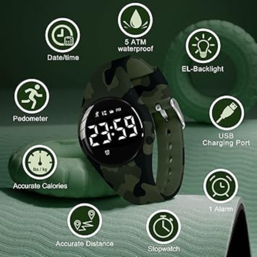 Watch for Kids Boys Girls Silent Vibration Alarm/Stopwatch/Steps Counter/Distance/Calories Watches for Kids Teens Boys Girls