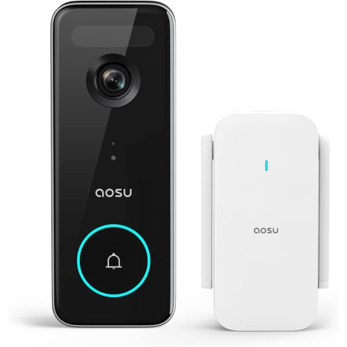 AOSU Doorbell Camera Wireless, 5MP Ultra HD, No Monthly Fee, 3D Motion Detection Video Doorbell with Homebase, Enhanced WiFi, 180-Day Battery Life -