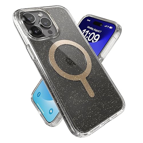 Speck Presidio Lux MagSafe Clear/With Gold Giltter Case - iPhone 15 Pro Max