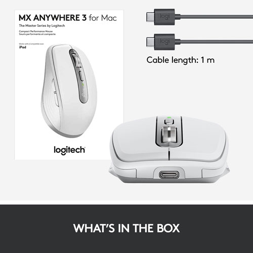 Logitech MX Anywhere 3 Bluetooth Darkfield Mouse for Mac - Pale Grey