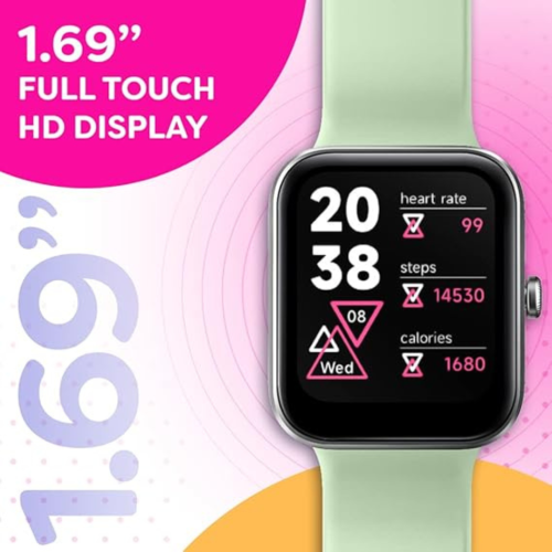 Go VeryFit Smart Watch Heart Rate Blood Oxygen Saturation Sleep Monitor 1.69 Inch Step Counter Pedometer 5ATM Exercise Activity Fitness Tracker