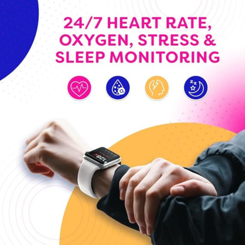 Go VeryFit Smart Watch Heart Rate Blood Oxygen Saturation Sleep Monitor 1.69 Inch Step Counter Pedometer 5ATM Exercise Activity Fitness Tracker