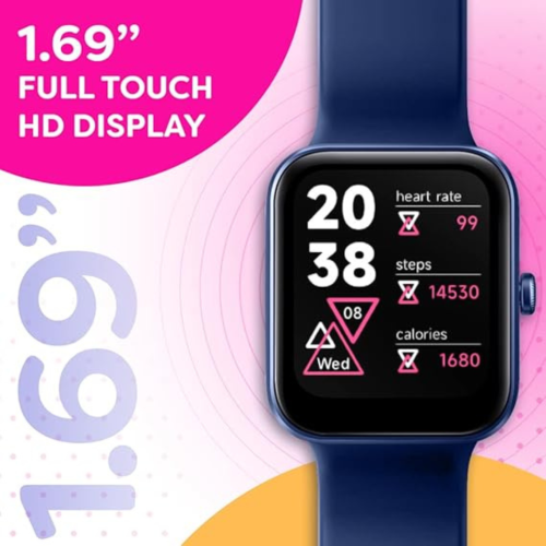 Go VeryFit Smart Watch Heart Rate Blood Oxygen Saturation Sleep Monitor 1.69 Inch Step Counter Pedometer 5ATM Exercise Activity Fitness Tracker