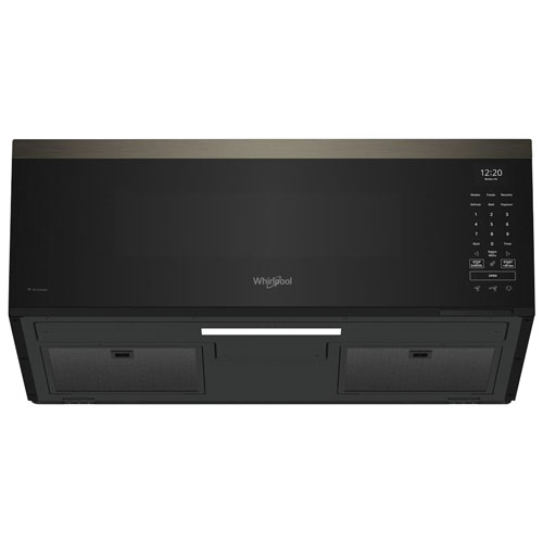 Four à micro-ondes à hotte intégrée de Whirlpool - 1,1 pi³ - Fini en acier inoxydable noir