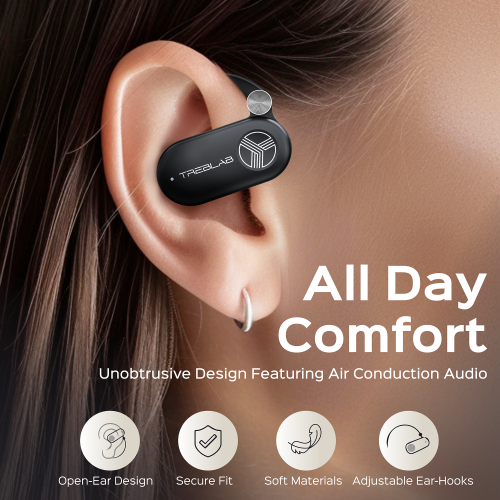 TREBLAB X-Open - True Open Ear Wireless Earbuds, Lightweight Comfort, Behind-Ear Fit, Immersive Sound, Dual Mic for Calls, 40H Playtime, Bluetooth