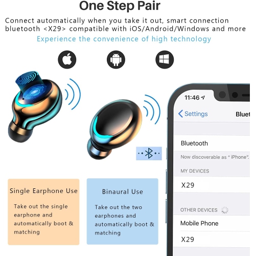 Ear Buds Wireless Earbuds, Bluetooth 5.3 Headphones In Ear, Bluetooth Earphones with Built-in Microphone, Wireless Ear Buds, Bluetooth with Mic, USB