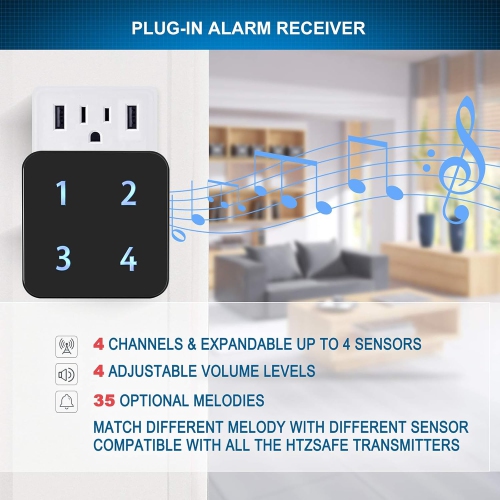 Système d'alarme solaire pour entrée HTZSAFE 1/4 Mile, portée de capteur jusqu'à 50 pi, 3 sensibilités réglables, capteur de mouvement extérieur