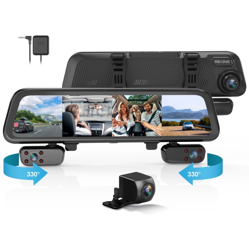 Rexing - M4 1080p 4-Channel Mirror Dash Cam with Smart BSD GPS