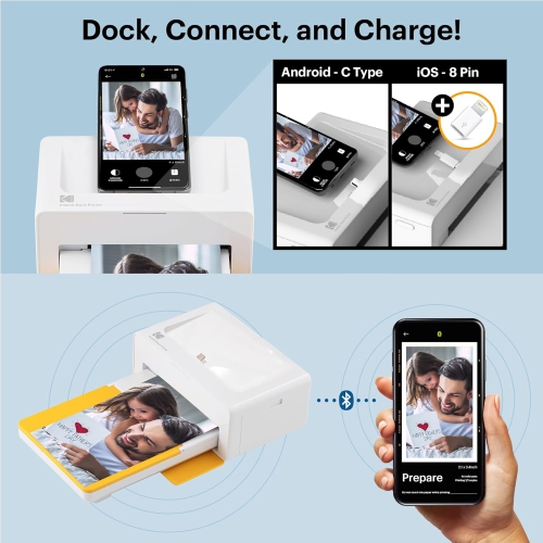KODAK Dock Plus 4PASS Instant Photo Printer + 80 Sheets Bundle- Refurbished(Excellent)