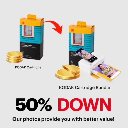 KODAK Dock Plus 4PASS Instant Photo Printer + 80 Sheets Bundle- Refurbished(Excellent)