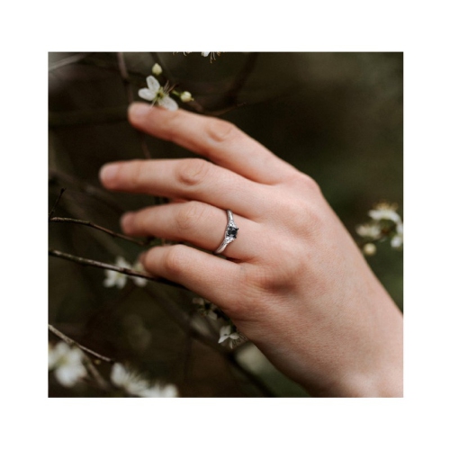 1/2 Carat Black & White Diamond Ring in Sterling Silver