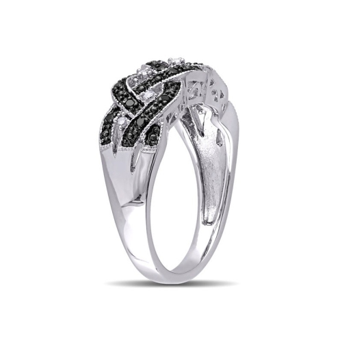 1/6 Carat Black & White Diamond Ring Band in Sterling Silver