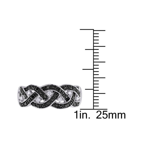 1/6 Carat Black & White Diamond Ring Band in Sterling Silver