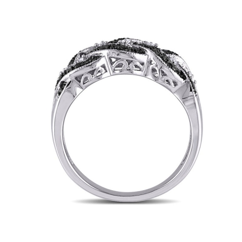 1/6 Carat Black & White Diamond Ring Band in Sterling Silver