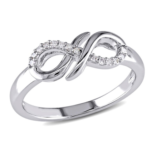 GEM AND HARMONY  Infinity Sterling Ring With Accent Diamonds In Silver