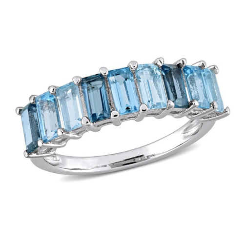 GEM AND HARMONY  2.46 Carat (Ctw) London Topaz Band Ring In Sterling Silver In Blue