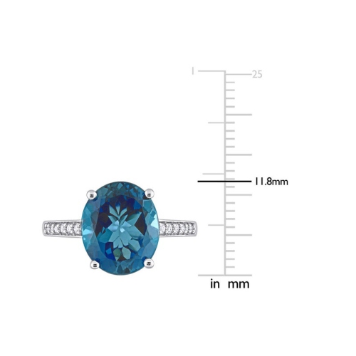 5.07 Carat London Blue Topaz Ring in 14K White Gold with Diamonds
