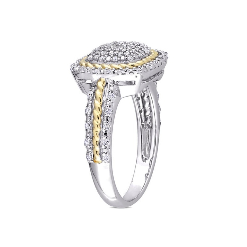 1/3 Carat Diamond Cluster Halo Ring in Sterling Silver