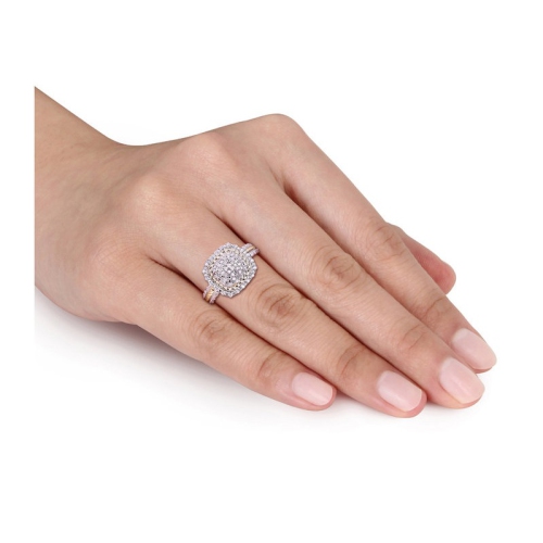 1/3 Carat Diamond Cluster Halo Ring in Sterling Silver