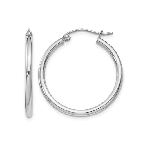 GEM AND HARMONY  Classic Hoop Earrings In Sterling 1 Inch (2.0Mm) In Silver