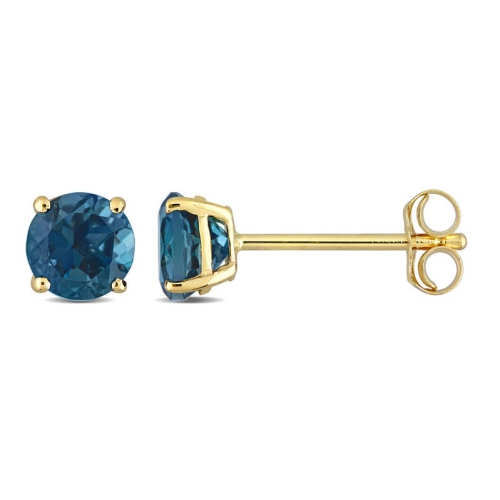 GEM AND HARMONY  1.20 Carat (Ctw) London Blue Topaz Solitaire Earrings In 14K Gold In Yellow