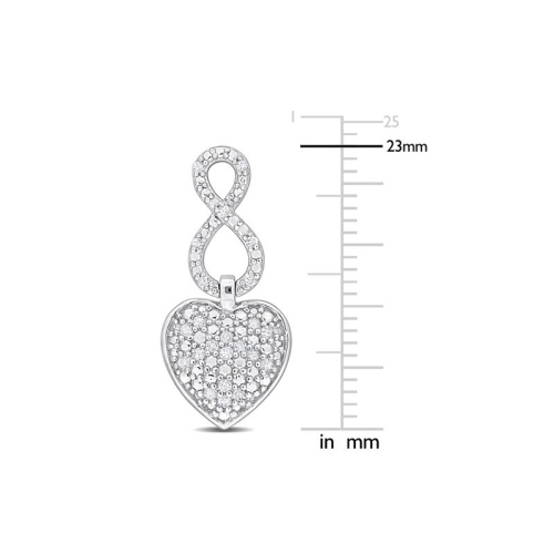 1/4 Carat Diamond Infinity Heart Dangle Earrings in Sterling Silver