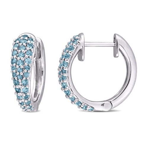 1.04 Carat London Blue Topaz Hoop Earrings in 10K White Gold