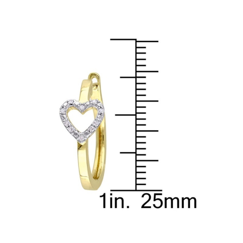 1/10 Carat Diamond Heart Hoop Earrings in Yellow Sterling Silver