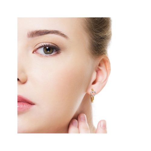 1/10 Carat Diamond Heart Hoop Earrings in Yellow Sterling Silver