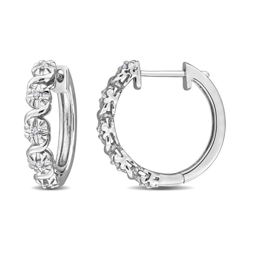 GEM AND HARMONY  1/7 Carat (Ctw) Diamond Twist Hoop Earrings In Sterling In Silver