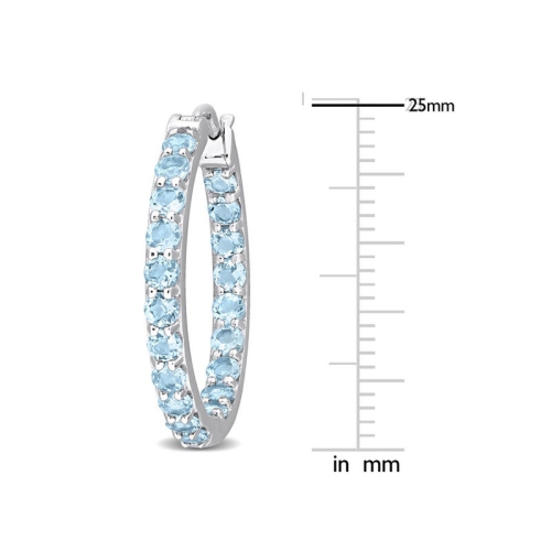 3.20 Carat Blue Topaz Hoop Earrings in Sterling Silver