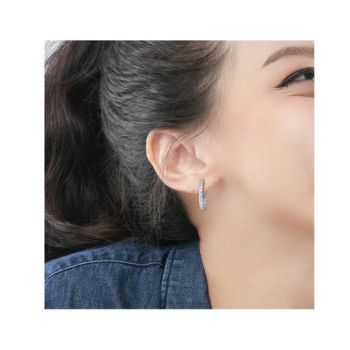 3.20 Carat Blue Topaz Hoop Earrings in Sterling Silver