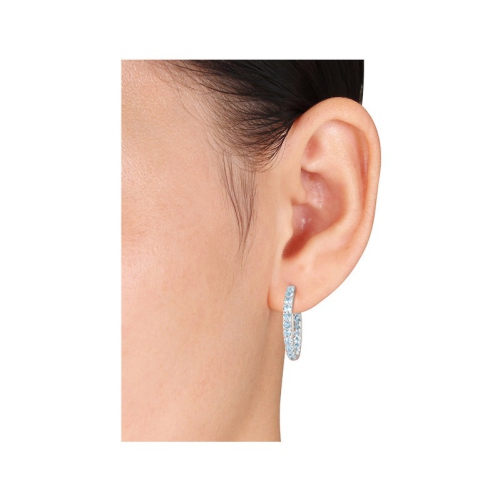 3.20 Carat Blue Topaz Hoop Earrings in Sterling Silver