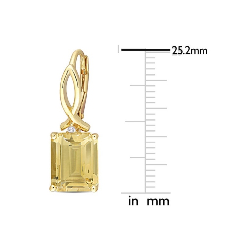 6.26&nbsp;carat – Boucles d'oreilles pendantes citrine octogonale et topaze blanche, argent sterling jaune