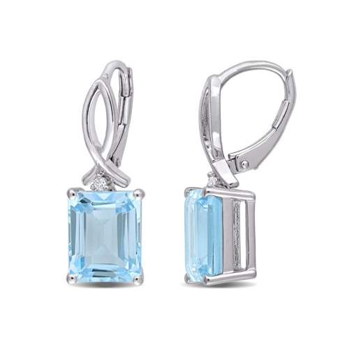 GEM AND HARMONY  8.20 Carat (Ctw) Topaz Drop Earrings In Sterling Silver In Blue