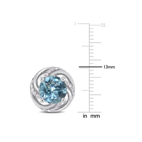 4.98 Carat Blue Topaz and White Topaz Swirl Earrings in Sterling Silver
